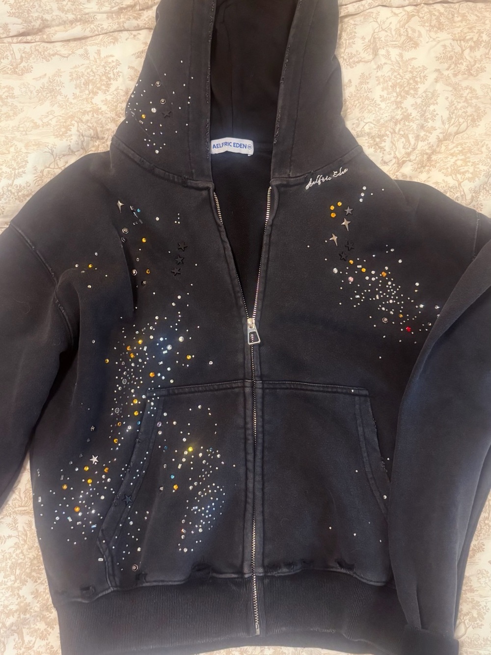 Aelfric EdenBlack Star Print Zip Hoodie